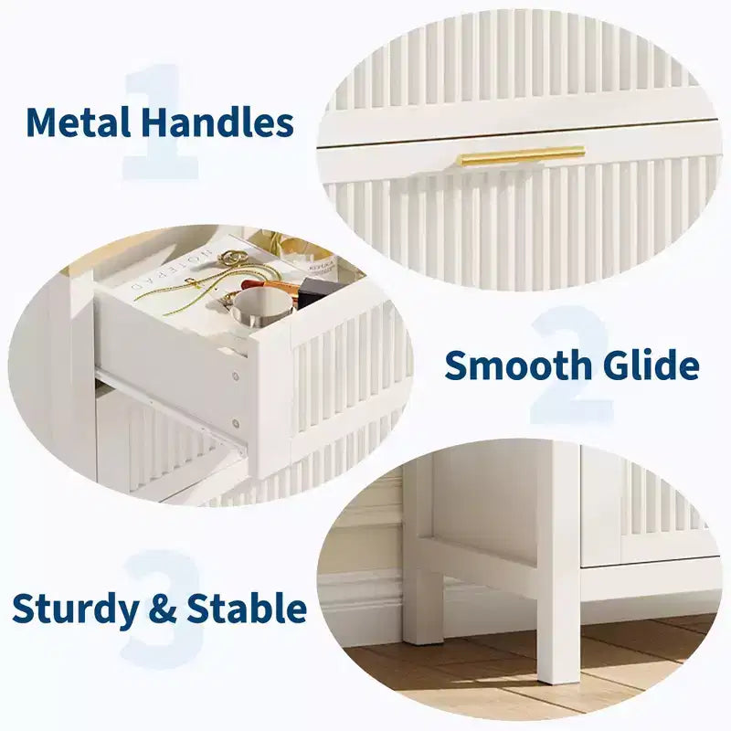 Comò alto da 89.9 cm per camera da letto, con 4 cassetti a scanalatura, cassettiera con armadietto per riporre i vestiti, organizer per cassetti per camera da letto, soggiorno