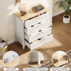 Comò alto da 89.9 cm per camera da letto, con 4 cassetti a scanalatura, cassettiera con armadietto per riporre i vestiti, organizer per cassetti per camera da letto, soggiorno