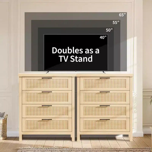 Comò alto da 89.9 cm per camera da letto, con 4 cassetti a scanalatura, cassettiera con armadietto per riporre i vestiti, organizer per cassetti per camera da letto, soggiorno