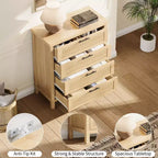 Comò alto da 89.9 cm per camera da letto, con 4 cassetti a scanalatura, cassettiera con armadietto per riporre i vestiti, organizer per cassetti per camera da letto, soggiorno