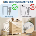 Comò alto da 89.9 cm per camera da letto, con 4 cassetti a scanalatura, cassettiera con armadietto per riporre i vestiti, organizer per cassetti per camera da letto, soggiorno