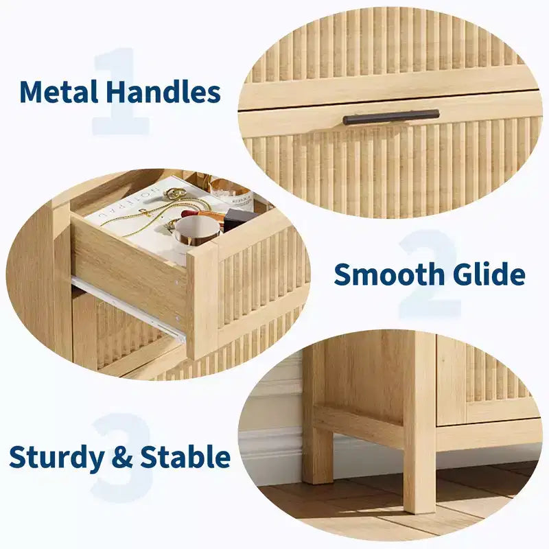 Comò alto da 89.9 cm per camera da letto, con 4 cassetti a scanalatura, cassettiera con armadietto per riporre i vestiti, organizer per cassetti per camera da letto, soggiorno