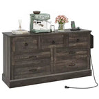 Cassettiera da fattoria larga 59 pollici con 7 cassetti in legno rustico con texture piacevole, design vintage, cassettiere organizer per contenitori