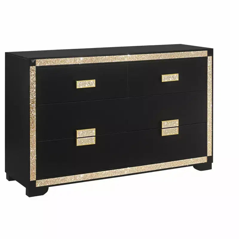 Cassettiere orizzontali HomeStock da 20,25 pollici di altezza in truciolato con 4 cassetti, colore nero
