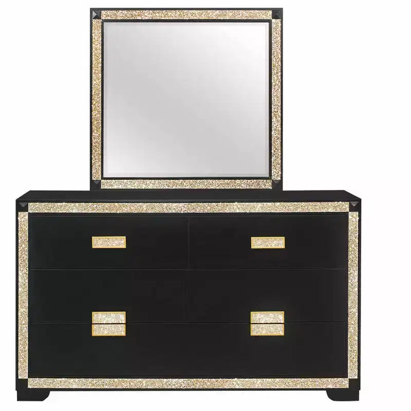 Cassettiere orizzontali HomeStock da 20,25 pollici di altezza in truciolato con 4 cassetti, colore nero