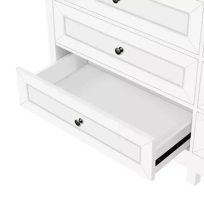 Cassettiera moderna Okak a 9 cassetti in stile rustico con maniglie argentate, comò minimalista in legno, cassettiera per camera da letto, ingresso