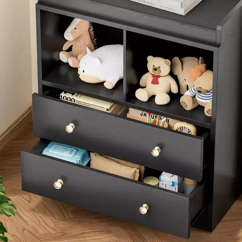 Fasciatoio Armadio Comodino Moderno con 2 Cassetti e Fasciatoio per la Cameretta dei Bambini (1 Pezzo)
