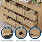 Cassettiera in Rattan a 7 Cassetti per Camera da Letto, Cassettiere e Comodini Moderni Stile Rustico, per Armadio, Soggiorno, Ingresso, Corridoio, Quercia