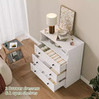 Comò piccolo da camera con 3 cassetti, comò in legno con stazione di ricarica e luci LED, cassettiera in legno per soggiorno