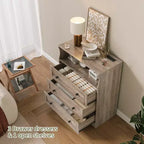 Comò piccolo da camera con 3 cassetti, comò in legno con stazione di ricarica e luci LED, cassettiera in legno per soggiorno