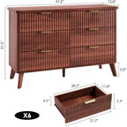 Comò a 6 cassetti per camera da letto, cassettiere larghe 120 cm con design a profilo curvo