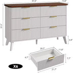 Comò a 6 cassetti per camera da letto, cassettiere larghe 120 cm con design a profilo curvo