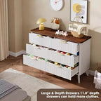 Comò a 6 cassetti per camera da letto, cassettiere larghe 120 cm con design a profilo curvo