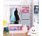 Armadio gioco con specchio per bambini, armadio rosa con specchio e cassettiera, organizer per costumi con scaffali e portagioie, cassettiere per bambini