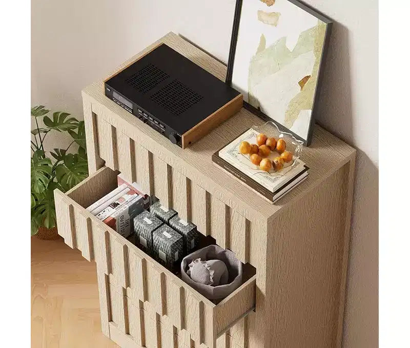 Cassettiera da camera con 5 cassetti, cassettiera in legno larga 120 cm, mobile TV cassettiera in legno, organizer moderno, cassettiera moderna