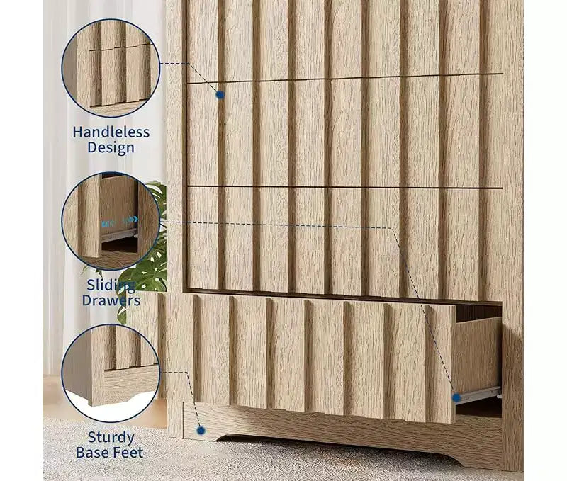 Cassettiera da camera con 5 cassetti, cassettiera in legno larga 120 cm, mobile TV cassettiera in legno, organizer moderno, cassettiera moderna