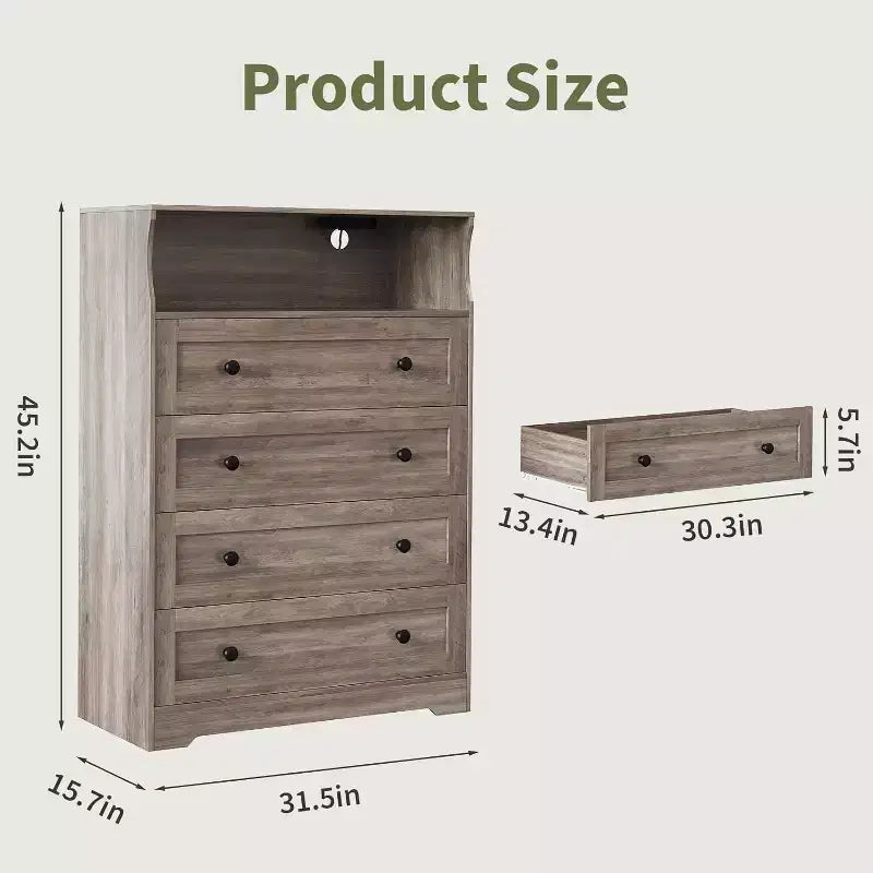 Comodino in legno a 4 cassetti per camera da letto, comodino moderno, cassettiera in legno per soggiorno, corridoio, armadio