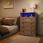 Comodino in legno a 4 cassetti per camera da letto, comodino moderno, cassettiera in legno per soggiorno, corridoio, armadio