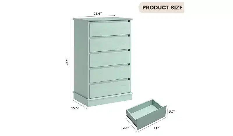 Cassettiera a 5 cassetti, Cassettiera con cassetti profondi, Cassettiera doppia grande per armadio con piano largo, Cassettiera alta in legno per soggiorno, camera da letto