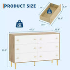 Comò a 6 cassetti per camera da letto, cassettiera rustica in legno larga 120 cm con maniglie a barra, organizer per camera da letto, soggiorno, corridoio
