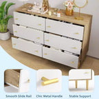 Comò a 6 cassetti per camera da letto, cassettiera rustica in legno larga 120 cm con maniglie a barra, organizer per camera da letto, soggiorno, corridoio