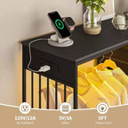 Comò a 6 cassetti con appendiabiti, Comò con stazione di ricarica e luci a LED, Comò per bambini con scarpiera, Cassettiera per camera da letto