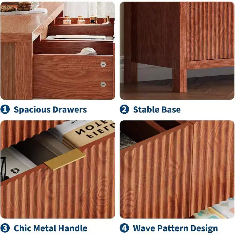Cassettiera a 9 cassetti in stile rustico per camera da letto - Cassettiera in legno sottile, moderna, scanalata, organizer per armadio e soggiorno
