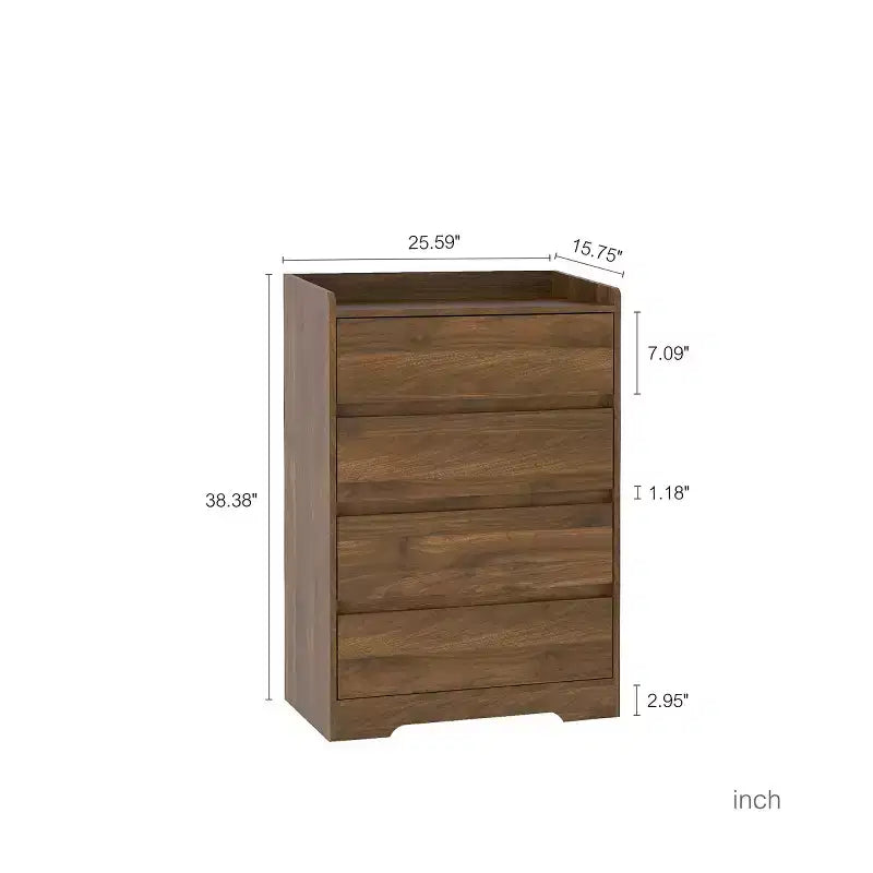 Comò moderno a 4 cassetti per camera da letto, cassettiera verticale dal design senza maniglie, armadietto contenitore per soggiorno, ingresso o ufficio