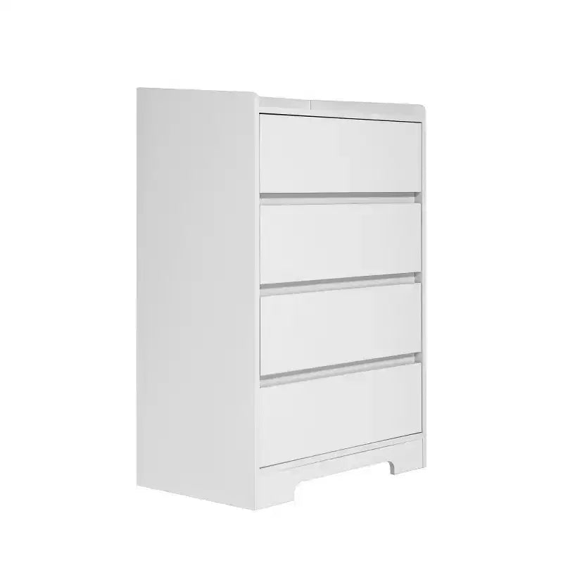 Comò moderno a 4 cassetti per camera da letto, cassettiera verticale dal design senza maniglie, armadietto contenitore per soggiorno, ingresso o ufficio
