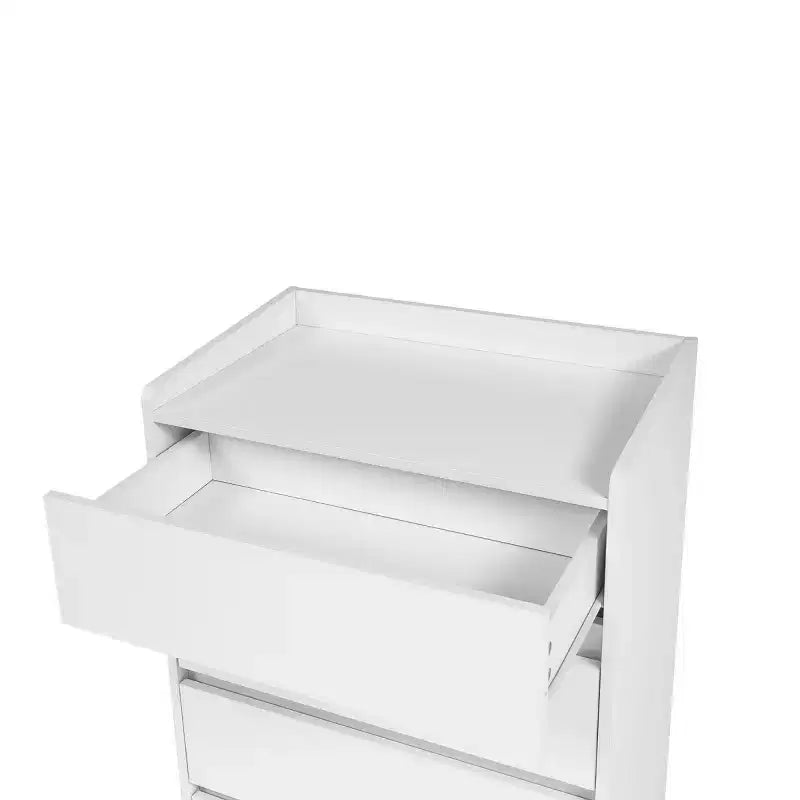 Comò moderno a 4 cassetti per camera da letto, cassettiera verticale dal design senza maniglie, armadietto contenitore per soggiorno, ingresso o ufficio