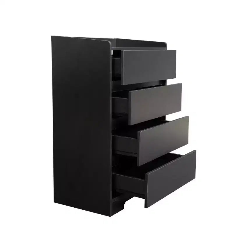 Comò moderno a 4 cassetti per camera da letto, cassettiera verticale dal design senza maniglie, armadietto contenitore per soggiorno, ingresso o ufficio