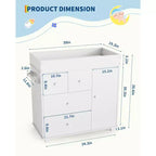 Fasciatoio con 2 Cassetti, Cassettiera Moderna per la Cameretta con Spazio Aperto, Stazione Fasciatoio per Camera da Letto, Cameretta Bambini, Bianco